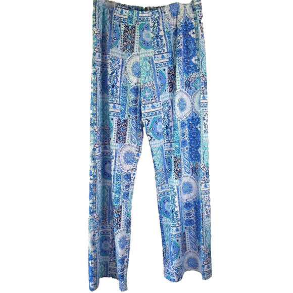 Kenny Dana Palazzo Pants Monsoon Blue Tonal Women's Size L Beach UPF50 NWT